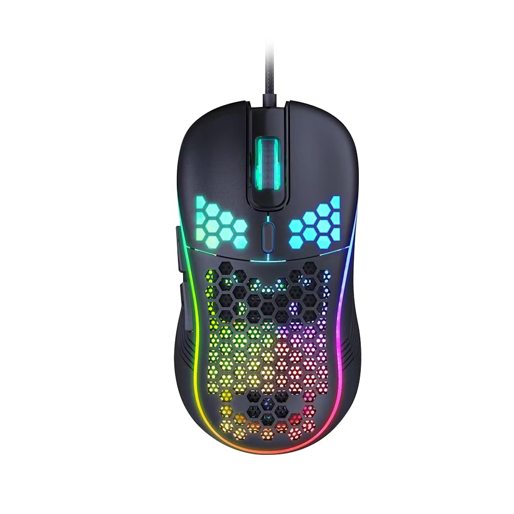 VANEX V02 Wired RGB Gaming Mouse Ergonomic, Honeycomb Shell Mouse